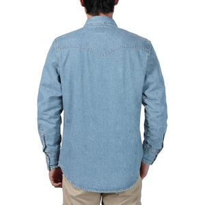 เสื้อเชิ้ตเดนิมสีน้ำเงินเข้มสำหรับผู้ชาย แขนยาว ผ้าฝ้าย ติดกระดุมด้านหน้า ระบายอากาศได้ดี แห้งเร็ว ดีไซน์หรูหรา สไตล์ลำลองสมาร์ท เหมาะสำหรับธุรกิจ - Product Image 5