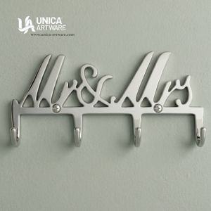 Best Quality Mr & Mrs <b>Wall</b> <b>Hook</b> Rack Decorative Aluminium <b>Key</b> Holder Couples Modern <b>Wall</b> Mounted <b>Hook</b> Rack Entryway For Sale - Product Image 1