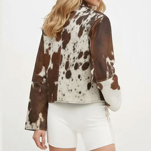 Nouvelle veste en cuir de vachette pour femmes, mode hiver, col rabattu, fermeture éclair, vestes en cuir de vachette pour femmes - Product Image 2