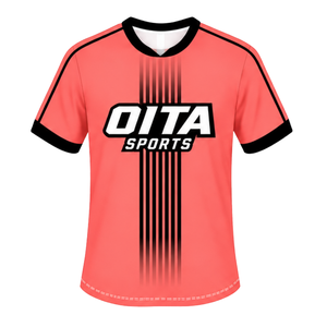 Conjunto de Rugby Rojo Coral y Negro, Jersey de Manga Corta con Cuello Redondo y Pantalones Cortos a Juego, Uniforme Deportivo Transpirable para Entrenamiento de Equipo - Product Image 3