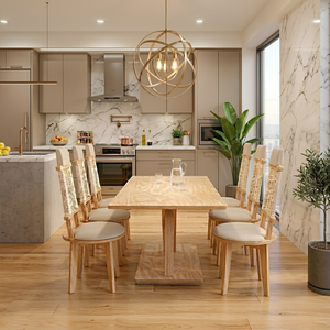 Juego de comedor escandinavo de madera maciza, mesa de comedor con acabado mate y sillas, muebles de comedor modernos y ecológicos - Product Image 2