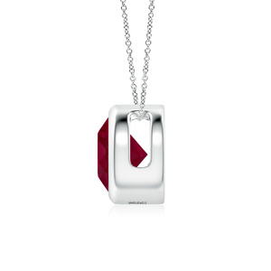 Pendentif solitaire de luxe en or 10K, 14K, 18K et argent 925, 935, serti de rubis taille ronde - Product Image 4