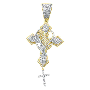 Colgante de Cruz de Moissanita con Incrustaciones, Collar Religioso de Cruz en Tono Dorado, Joyería Hip Hop, Amuleto de Moda, Regalo para Hombres y Mujeres - Product Image 1