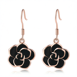 Pendientes Colgantes de Oro Rosa para Mujer, Diseño Floral, Hechos a Mano con Acero Inoxidable Resistente - Product Image 6