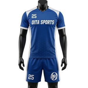 Ensemble uniforme de lacrosse unisexe bleu roi et blanc en polyester, maillot et short de sport ajustés pour l'entraînement d'équipe - Product Image 1