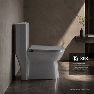 Inodoro de Cerámica Moderno de Una Pieza, Color Gris, con Doble Descarga y Diseño de Sifón S/P, Accesorio para Baño - Product Image 5