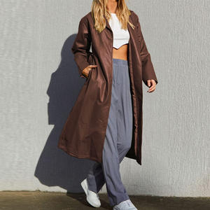 Manteau long en cuir pour femmes, mode décontractée, haute qualité, design personnalisé, prix de gros, vêtements d'hiver pour femmes, manteaux longs en cuir - Product Image 6