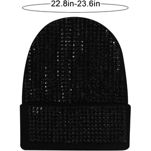 Custom Black Rhinestone Beanie Hat Rib Knit Winter Warm <b>Cap</b> Women <b>Men</b> Soft Stretch Streetwear Skull <b>Cap</b> Hat - Product Image 2