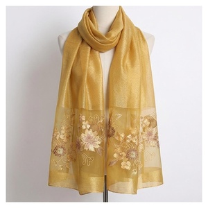 Pañuelo Largo de Seda para Mujer, Bordado Floral, Elegante, Multifuncional, Accesorio de Moda para Todas las Temporadas - Product Image 1
