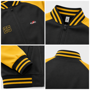 <b>Men</b> Compact Varsity <b>Jacket</b> Casual Streetwear Baseball Bomber Coat with <b>Lightweight</b> Soft Fabric Ribbed Collar Zip Front - Product Image 5