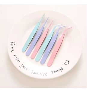 Pinzas Quirúrgicas de Precisión Morje para Pestañas, Acero Inoxidable, Punta Lisa de 10 mm, Agarre Perfecto, Juego de Colores Rosa, Morado, Menta y Azul para Maquillaje - Product Image 4