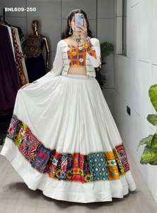 Festival Wear New Elegance Dressing Trend Rayon Cotton with Prints &Embroidery Patch Work Navratri <b>Lehenga</b>-<b>Top</b> Set Woman Fashion - Product Image 6