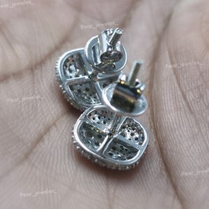 Pendientes de botón redondos de plata de ley 925 con moissanita y diamantes, engaste hecho a mano, estilo hip hop, lujo y brillo para hombre - Product Image 3