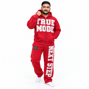 Applique <b>Letter</b> <b>Men's</b> Fleece Zip Tracksuit Hooded <b>Jacket</b> Straight Pants Custom Label Heavyweight Streetwear <b>Mens</b> Set - Product Image 1
