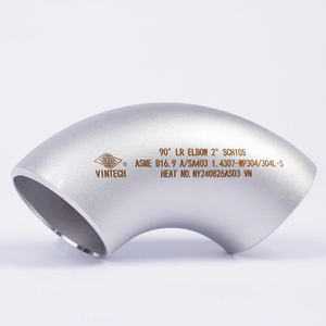 Coude à 90 degrés en acier inoxydable soudé sans soudure, à long rayon, forme de courbure à tête ronde, norme ASME B16.9 A SA403 - Product Image 2