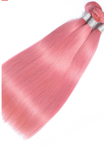Extensions de cheveux humains indiens Remy roses, lisses, 100 % densité, double trame, avec base en soie et couleur personnalisable - Product Image 3
