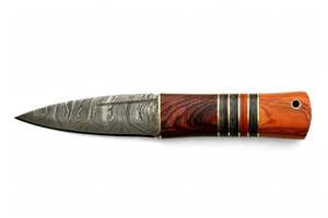 Couteau de camping en acier Damas fait main, manche en bois, lame fixe, outil utilitaire - Product Image 3