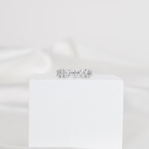 แหวนเพชรทรงรีแบบครึ่งวงรอบ 14K ทองคำแท้ แหวนแต่งงานแบบซ้อนได้ แหวนสัญญาเรียบง่ายสำหรับผู้หญิง - Product Image 3