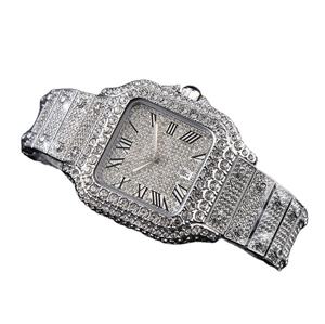 Men's New Full <b>Diamond</b> <b>Watch</b> Luxury Gold Square Male Clock Roman Pattern Hip-Hop Cuban Stainless Steel Quartz <b>Diamond</b> <b>Diamond</b> - Product Image 1