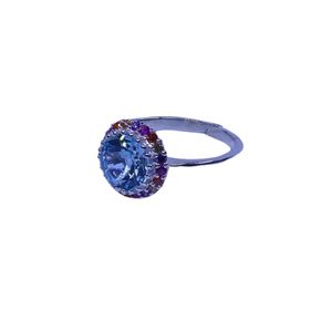 Anillo Clásico de Plata de Ley 925 con Topacio Azul y Topacio Multicolor, Joyería Plateada para Mujer, Ideal para Bodas - Product Image 5