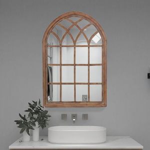 Arched Wooden Wall <b>Mirror</b> with Modern Design Wood Framed Decorative Arched Design for Bedroom Bathroom Hallway Dressing Room - Product Image 3