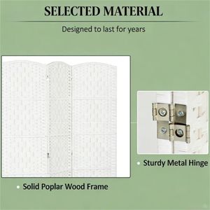White Four-Panel Folding Privacy <b>Screen</b> Bedroom Partition <b>Wall</b> Room Divider - Product Image 2