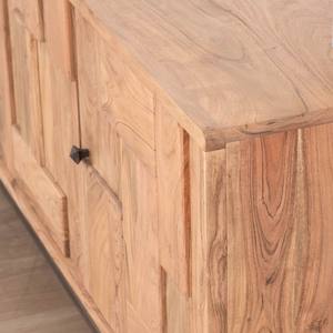Vandana Autumn Mark 3-door <b>sideboard</b> with acacia wood Puzzle pattern inset fronts - Product Image 4