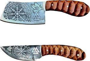 Juego de Cuchillos Vikingos Medievales. Juego de Cuchillos de Cocina Vikingos con Acero de Damasco, Cuchillo de Chef de Espiga Completa para Cortar y Deshuesar Carne - Product Image 4