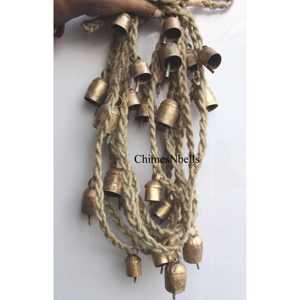 Clochettes rustiques élégantes en fer faites à la main avec guirlande en corde de jute, style ferme, pour décoration extérieure de jardin, patio, Noël, mariage, fête - Product Image 4