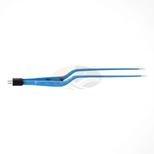 Pinces à baïonnette manuelles bipolaires en acier inoxydable, pointe de 1,0 mm / 1,5 mm, 21,6 cm, droites, semi-adhérentes, réutilisables, neurochirurgicales - Product Image 1