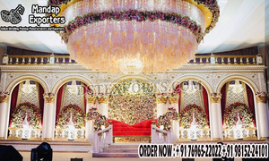 ตกแต่งเวทีงานแต่งงานแบบทิมัล (มูฮุร์ธัม)  ทำจากไฟเบอร์กลาสน้ำหนักเบา ปรับแต่งขนาดและสีได้ สำหรับงานแต่งงานสุดหรูในห้องโถงแคนาดา - Product Image 2