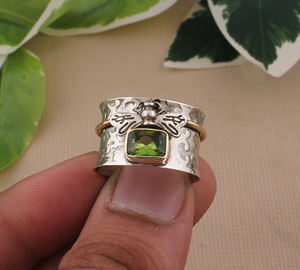 Bague Abeille Classique en Péridot, Pierre Précieuse Verte Naturelle, Argent Sterling, Bijoux de Mariage et de Fête pour Femme, Vente en Gros - Product Image 5