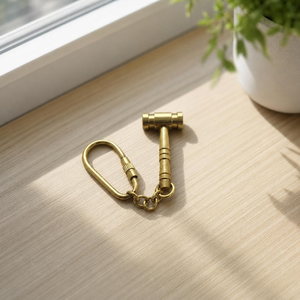Brass Hammer Keychain <b>Mini</b> Gavel Keychain Solid Brass Tool <b>Keyring</b> Handmade Vintage Key Holder Gift for Lawyer Judge Carpenter - Product Image 2