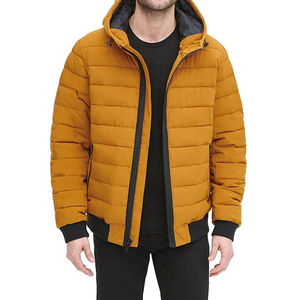 Chaqueta Acolchada con Capucha Color Mostaza para Hombre, Cierre de Cremallera, Resistente al Viento, Estilo Casual, Corte Regular - Product Image 3