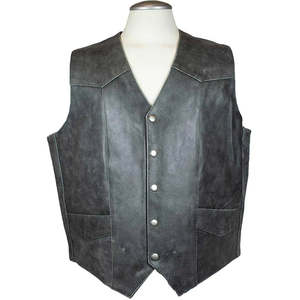 Retro Western Cowboy Leather Waistcoat Casual Wear <b>Men</b>’s Distressed Brown Genuine Leather Vest with Vintage Old West Ranch Style - Product Image 3