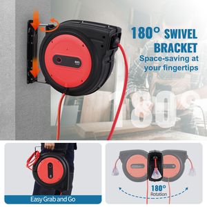 Avvolgicavo retrattile per impieghi gravosi da 80 piedi, cavo di alimentazione 12AWG/3C SJTOW, presa tripla illuminata da 15 Amp, materiale ABS, CEE - Product Image 6