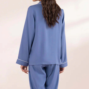 Ensemble pyjama rayé pour femme, tenue décontractée de nuit, chemise boutonnée et pantalon long, vêtements de détente doux et respirants pour la maison, ensemble assorti - Product Image 5