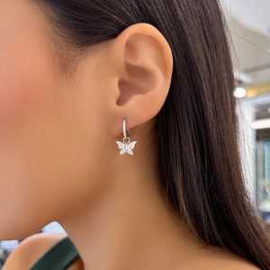 Custom Butterfly Lab Grown Diamond Hoop Earring Charms <b>Solid</b> 14K 18K <b>Gold</b> <b>Huggie</b> Add On Wholesale B2B Price Factory Manufacture - Product Image 5