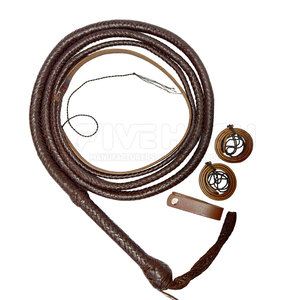 Fouet en cuir fait main de qualité supérieure, cuir véritable durable, poignée robuste, design flexible, idéal pour l'entraînement - Product Image 5