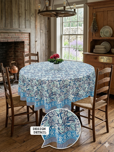 Premium Cotton Cambric <b>Table</b> Cloth 40s Soft Breathable <b>Dining</b> <b>Table</b> <b>Cover</b> Handblock Print Durable Washable - Product Image 2