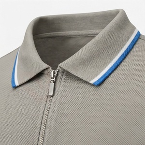 Polo à manches courtes gris pour homme avec poche, couleur unie, design tissé décontracté, coupe classique - Product Image 4