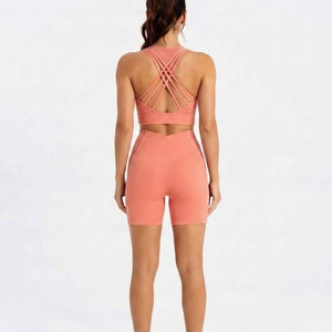 Nouvel ensemble de sport côtelé sans couture pour femme, taille haute, extensible, idéal pour la gym, le fitness, l'entraînement, la course et l'exercice - Product Image 2