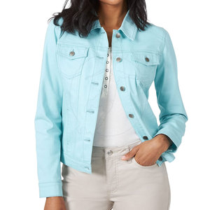 Chaqueta de Cuero Tejida Azul Claro para Mujer, con Cierre, Bolsillos con Parches, Impermeable, Transpirable y Resistente al Viento, para Otoño e Invierno - Product Image 1