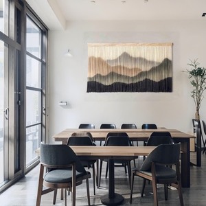 Tapiz de Macramé con Paisaje Montañoso, Decoración Bohemia para el Hogar, Rectangular, Fibra Natural, Pieza de Arte para Sala de Estar - Product Image 3
