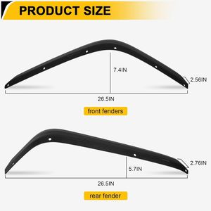 Parafanghi Anteriori e Posteriori Compatibili con Jeep Wrangler JK JKU 2007-2018, Set di 4 Deflettori per Fuoristrada - Product Image 5