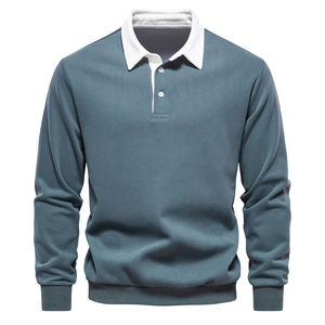 Men's Autumn Long Sleeved POLO <b>Collar</b> <b>T</b>-<b>Shirt</b> Trendy High-Quality Casual Versatile and Loose-Fit Top - Product Image 2