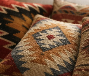 Southwestern Kilim <b>Pillow</b> Covers <b>Set</b> of 4 Wool Jute Cotton Boho Cushions Farmhouse Accent Throw <b>Pillows</b> for Sofa Home Decor - Product Image 3