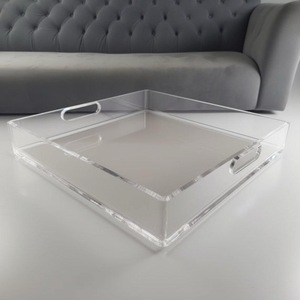 ILAHI's Clear Acrylic Oval <b>Tray</b> Handles Lightweight Simple Pattern Artistic DIY Easter Decorative <b>Organizer</b> for Home Decoration - Product Image 6