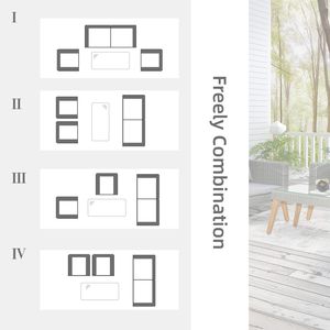 Set di 4 pezzi di mobili da esterno in legno di Acacia Rattan in resina con cuscini morbidi sedie da tavolo grigiore per balcone sul retro - Product Image 4