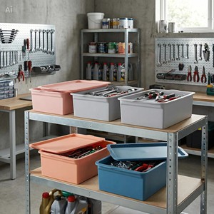 OEM Custom PP Plastic Storage Box With Lid Stackable Household <b>Bin</b> - Product Image 3